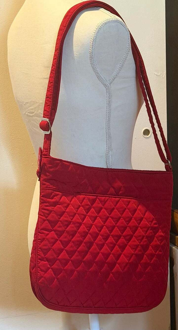 Vera Bradley Tango Red Microfiber Triple Zip Hipster Crossbody Bag and Wallet